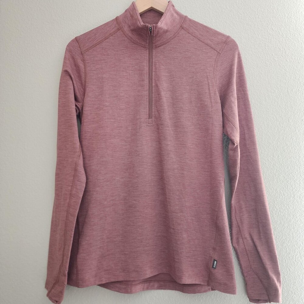 REI Co-op Pullover Womens Medium Pink Heather Quarter Zip Base Layer Thumbholes